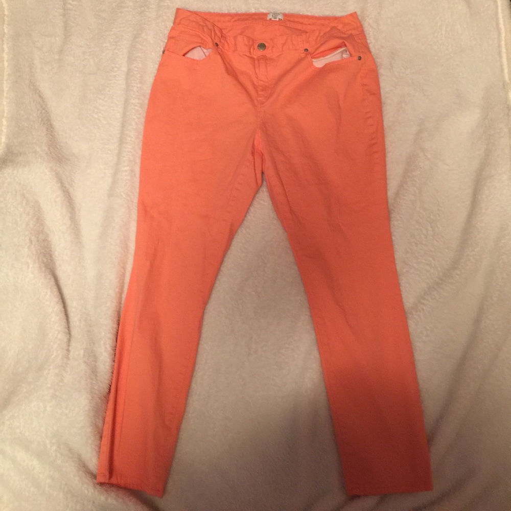 Coral skinny jeans