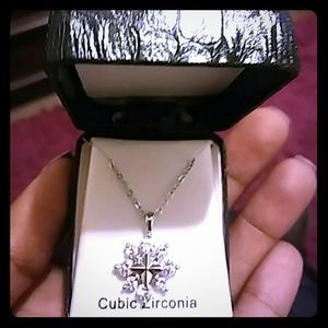 Cubic Zirconia Snowflake Necklace