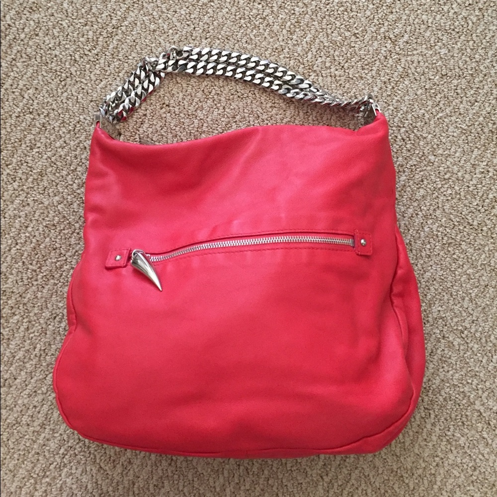 Red Leather Christian Louboutin Bag w/Silver Strap