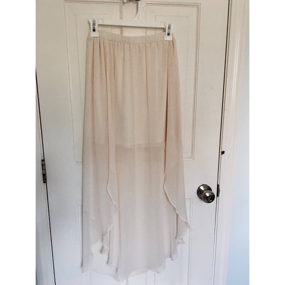 Cream Chiffon Flowy Maxi Skirt