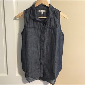 Madewell sleeveless chambray shirt