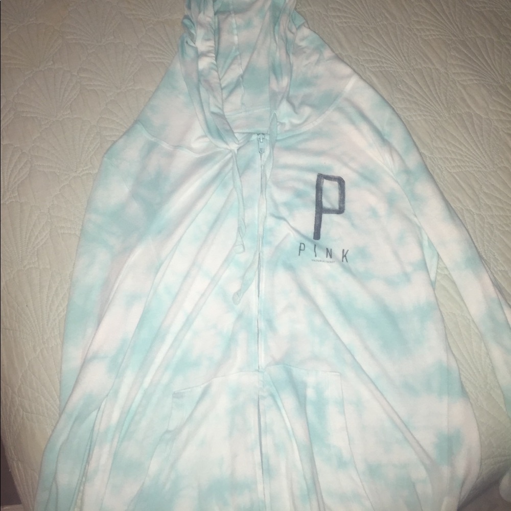 Blue and white  multicolored pink/VS sweatshirt