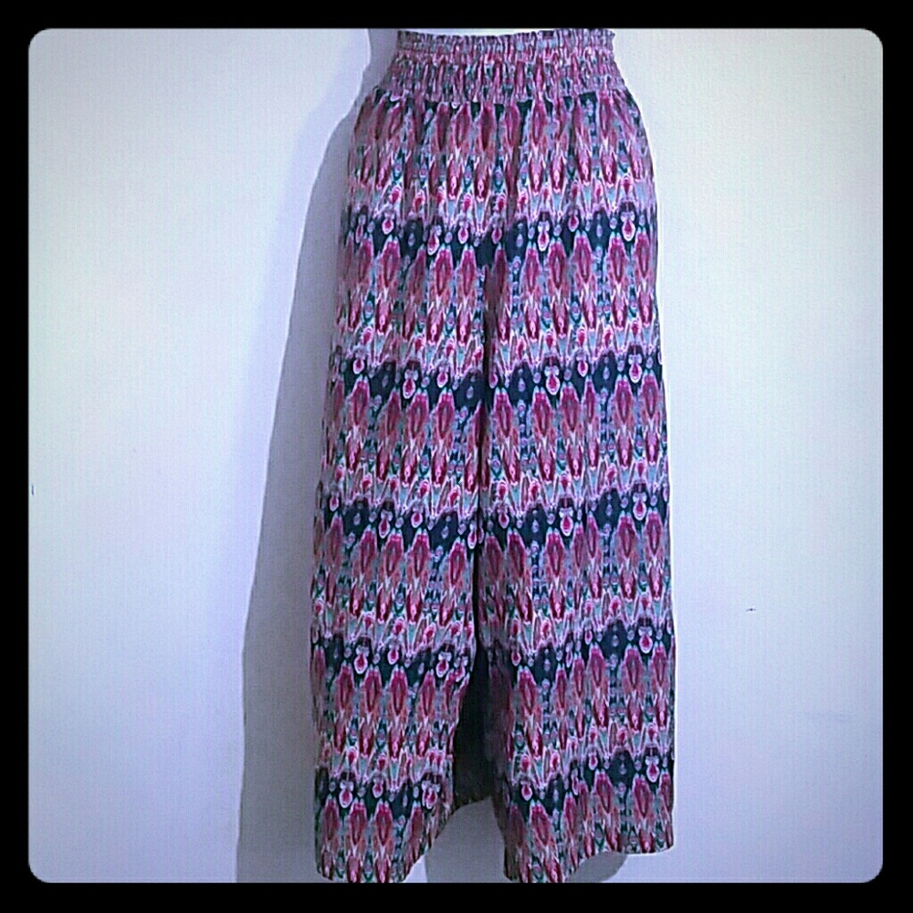 New Wide leg palooza gaucho smocked waist capris