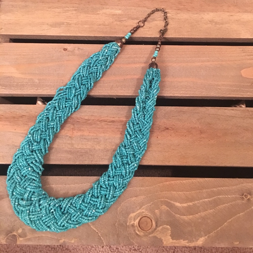 Teal Beaded Statement Necklace
