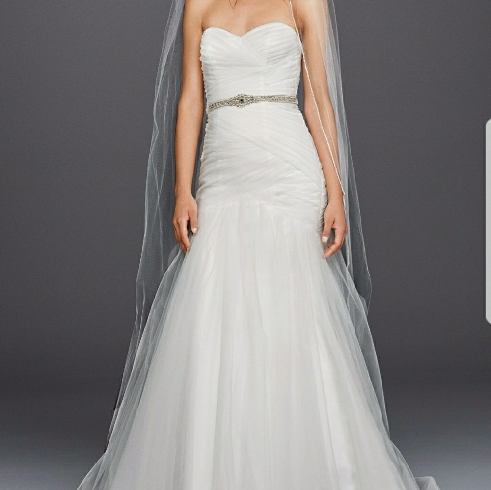 Strapless Ruched Mermaid Tulle Wedding Dress
