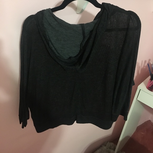 black lightweight heart sequined sweater w/ hood - Picture 3 of 3