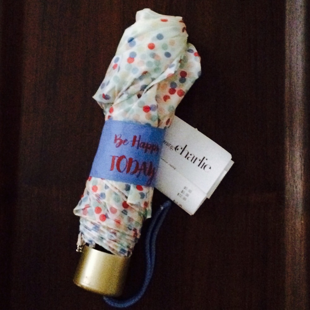 "Be Happy Today" Polka Dotted Umbrella