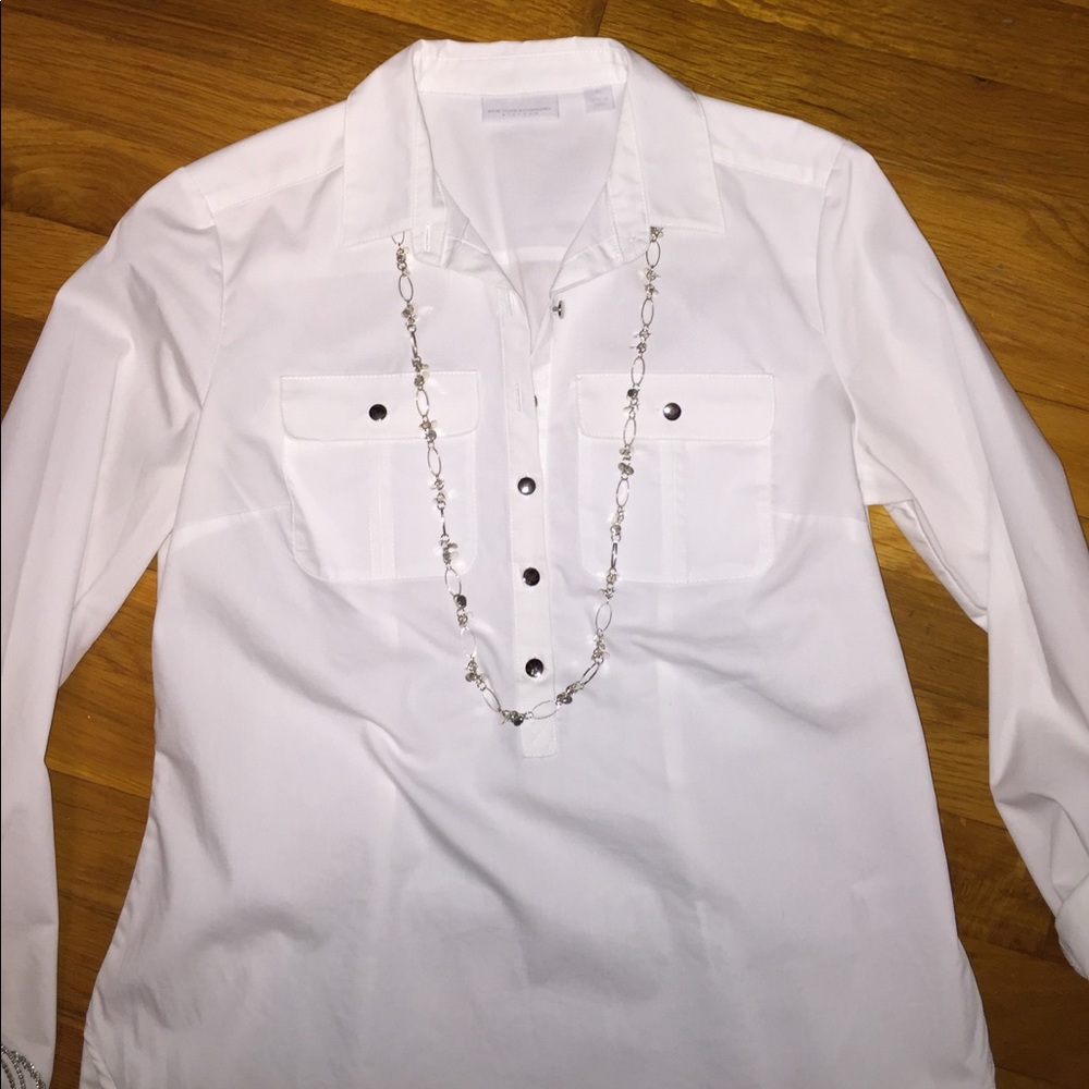 NY & Co white blouse with silver buttons size XS