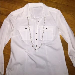 NY & Co white blouse with silver buttons size XS