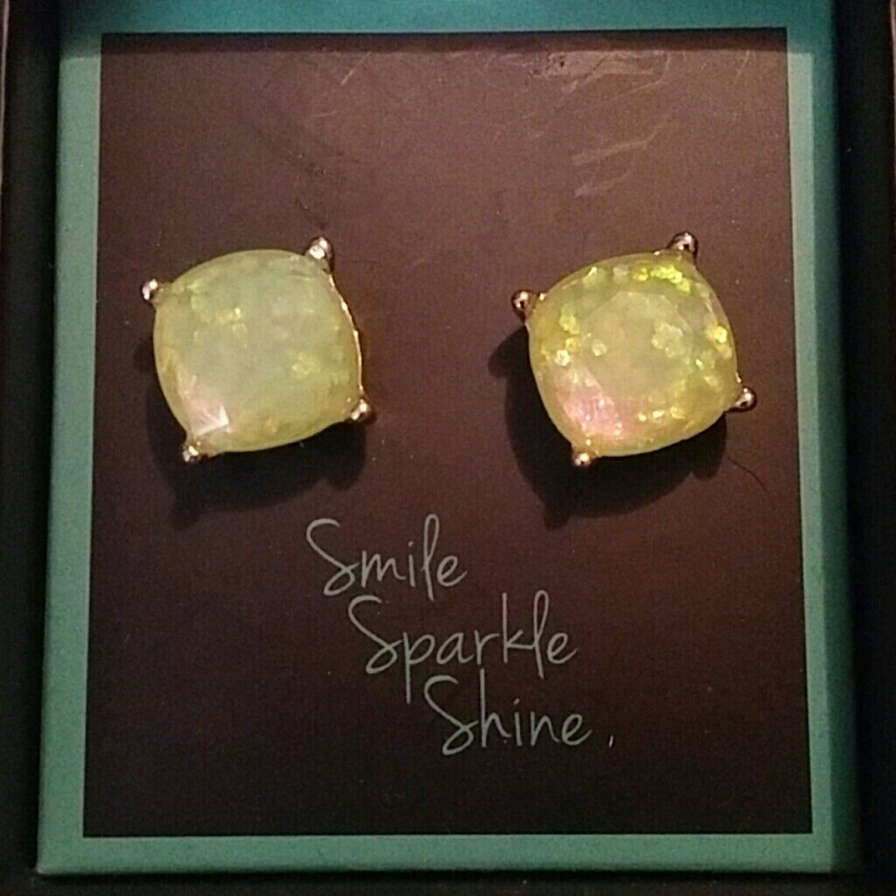 Mint Glitter Faceted Stud Earring Gift Set