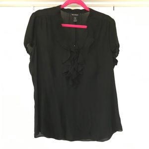 White House Black Market Silk Blouse Ruffle Detail