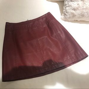 Maroon leather free people skirt