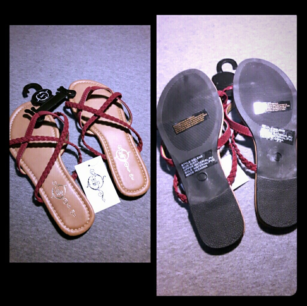 Cute flip flop sandals  burgundy color