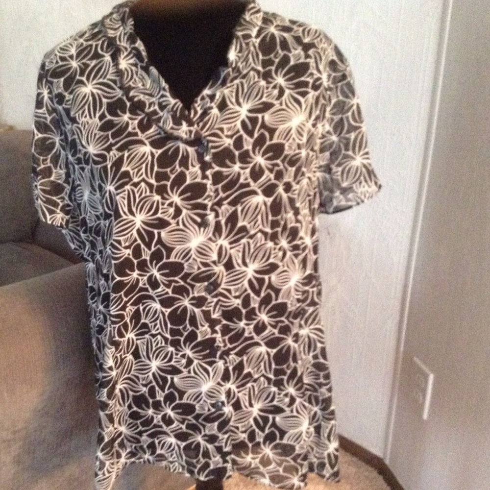 Black & White SHEER Floral Blouse