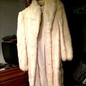 Gorgeous long white REAL RABBIT FUR coat