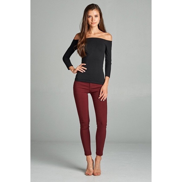 LAST PAIR! Fall Basic Pants - Burgundy - Picture 2 of 5