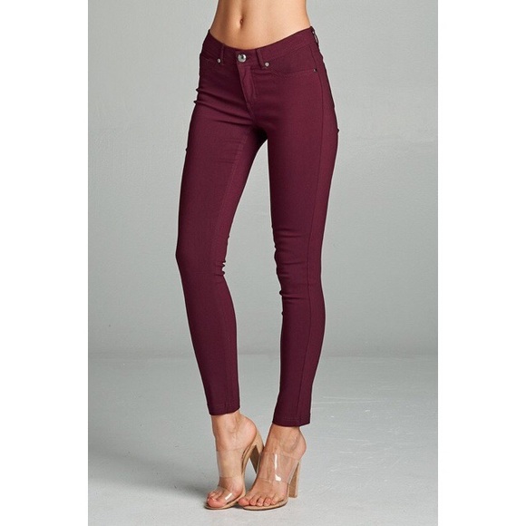 LAST PAIR! Fall Basic Pants - Burgundy - Picture 3 of 5