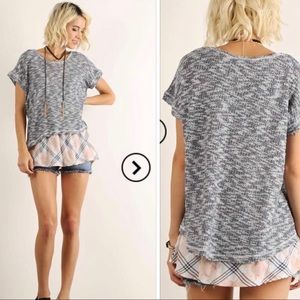 Grey Knit Top With Attached Undershirt!