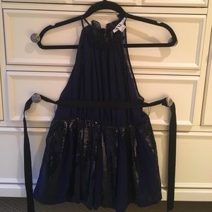 Navy and black party top