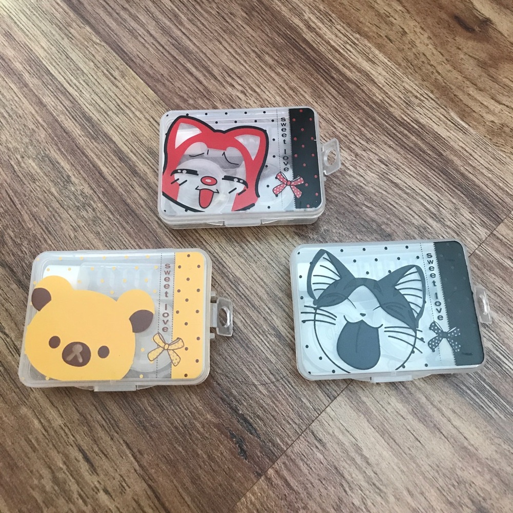 Cute mini contact case kits