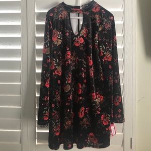 Long sleeve Black Floral Dress
