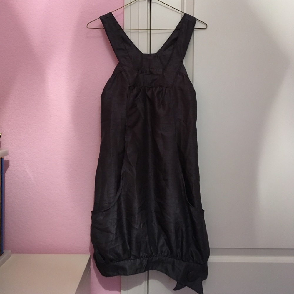 Grey mini dress with button