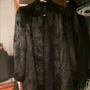 Real black rabbit fur coat