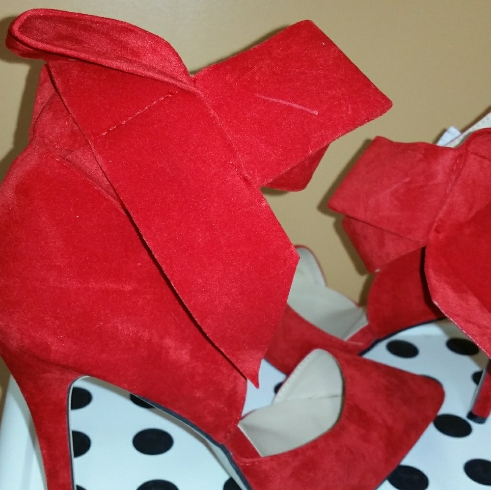 Fire red strappy heels