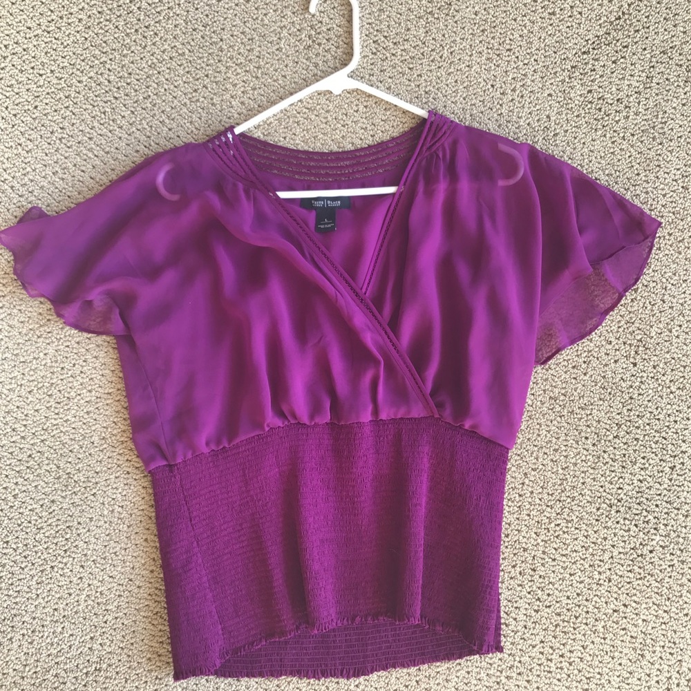 Purple White House Black Market Blouse