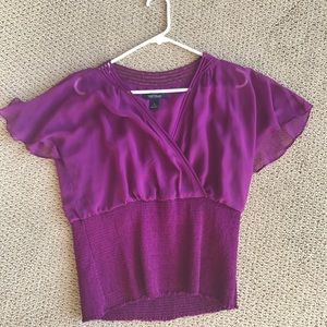 Purple White House Black Market Blouse