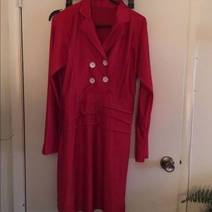Women's red dress with pearl buttons. Size XXL