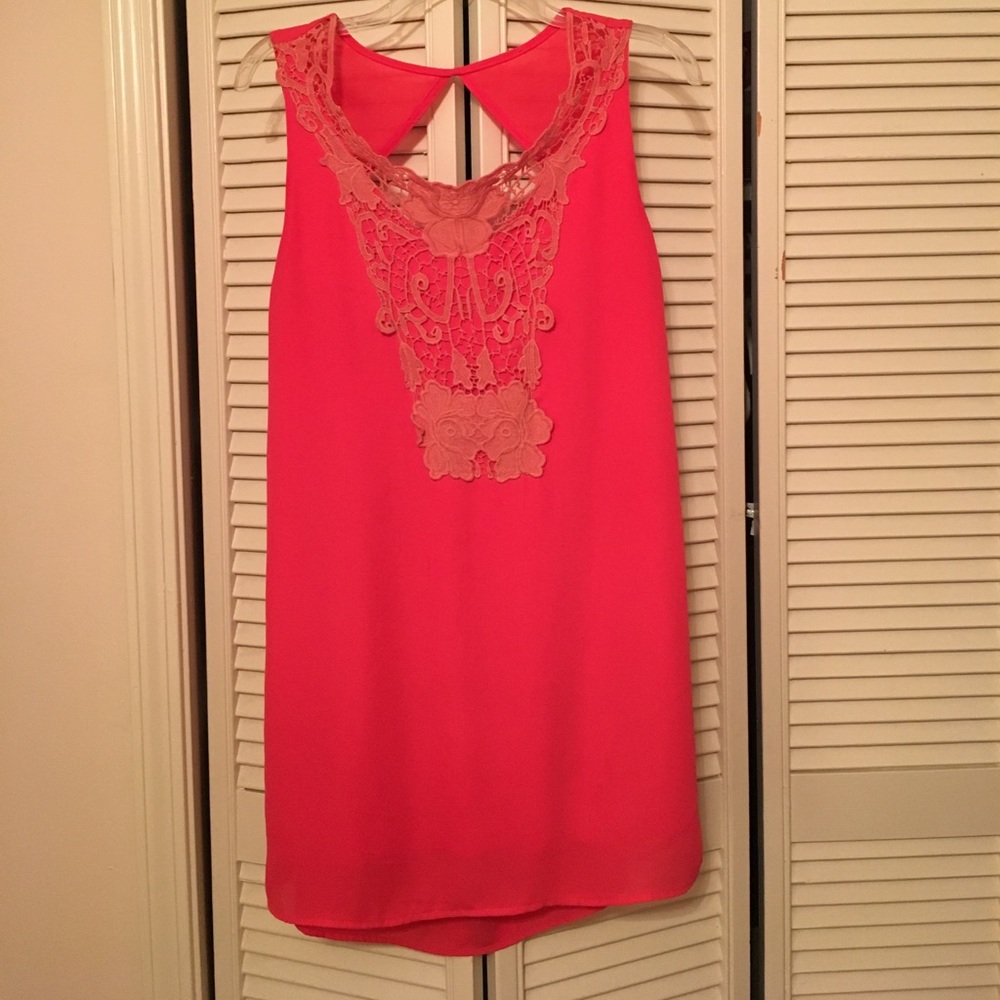 Coral dress with open back detail