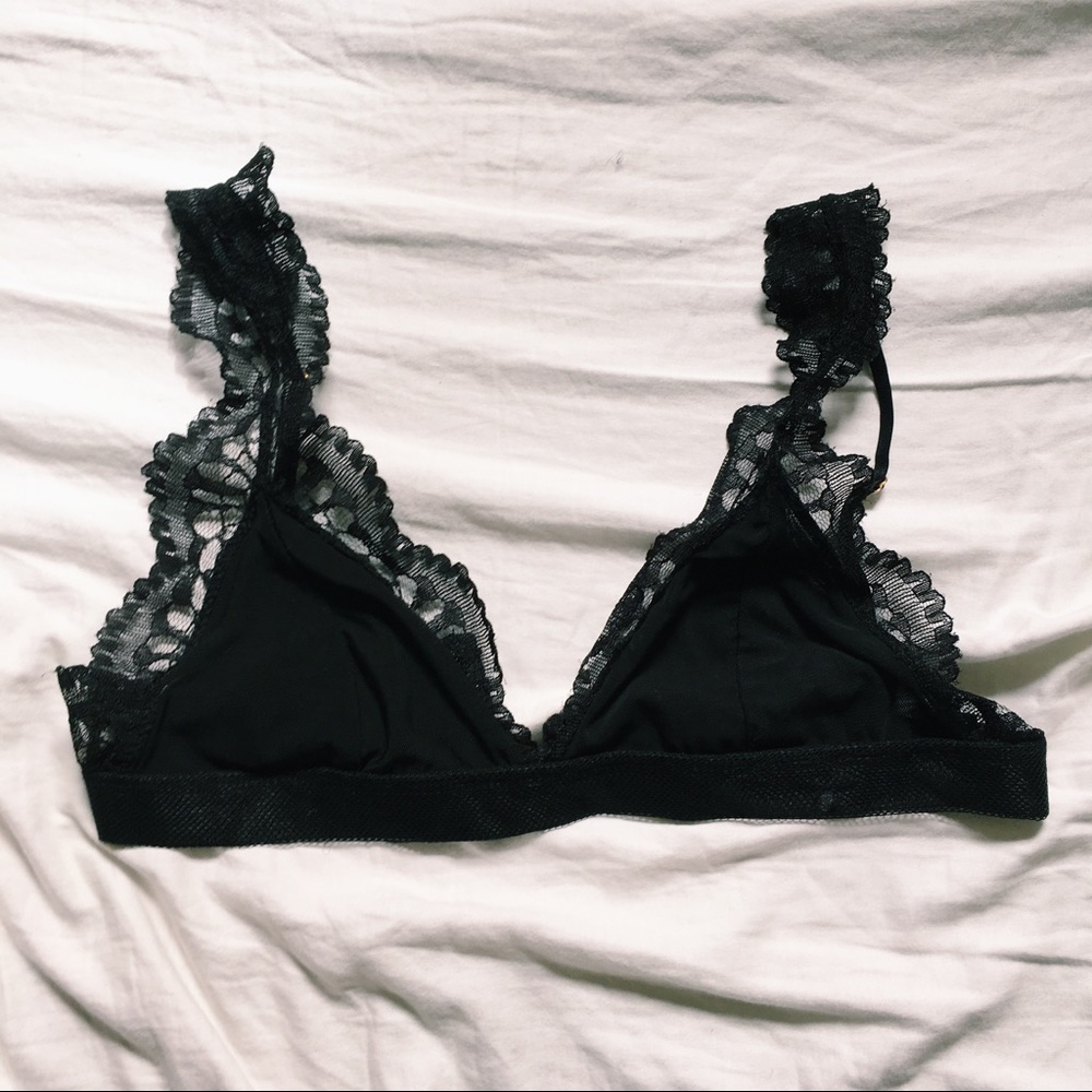 Cute Black Lace Embroidered Bralette
