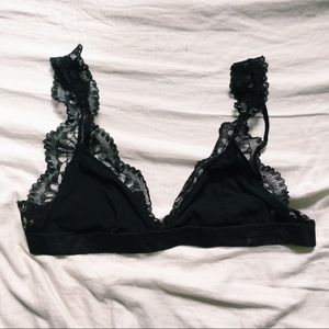 Cute Black Lace Embroidered Bralette