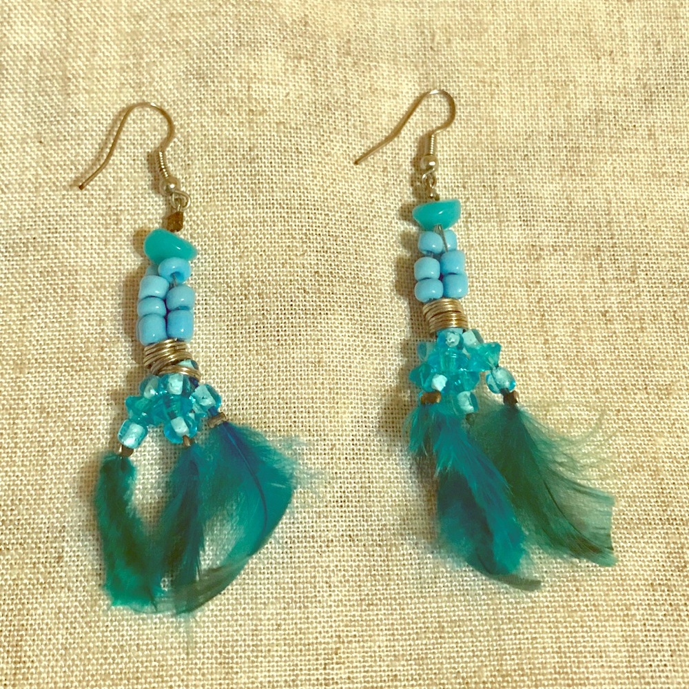 Feather earrings (handmade)