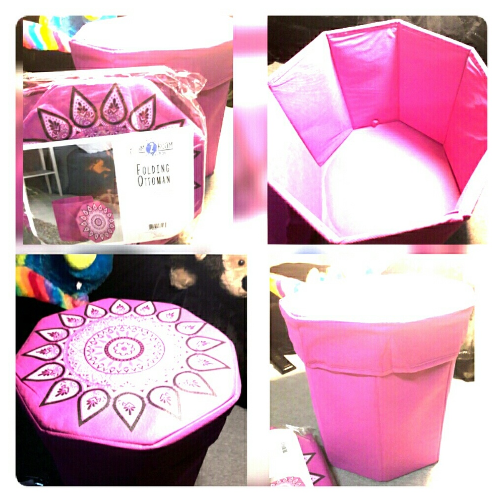 Pink matching set of (2) folding ottoman!!!