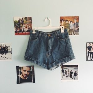 denim high rise "mom" shorts