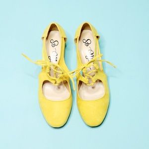 Shoes - Yellow Faux Suede Heel Shoes - Yellow Faux Suede Heel