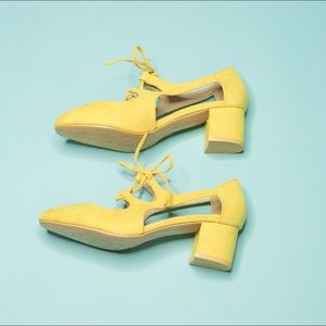 Shoes - Yellow Faux Suede Heel Shoes - Yellow Faux Suede Heel
