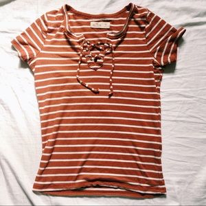 Striped Cropped Tight Fit Shirt