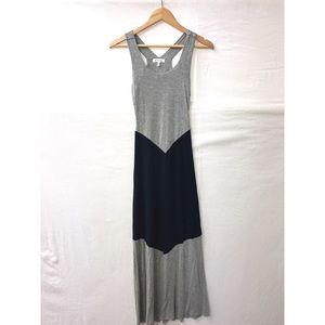 grey and navy maxi dress