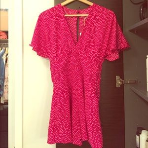 NWT Zara Hot Pink Polka Dot Romper S