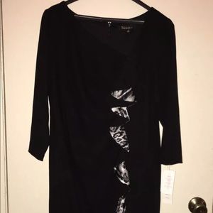 SL fashion black ruffle dress skin print. NWT