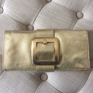 Michael Kors gold  leather clutch bag