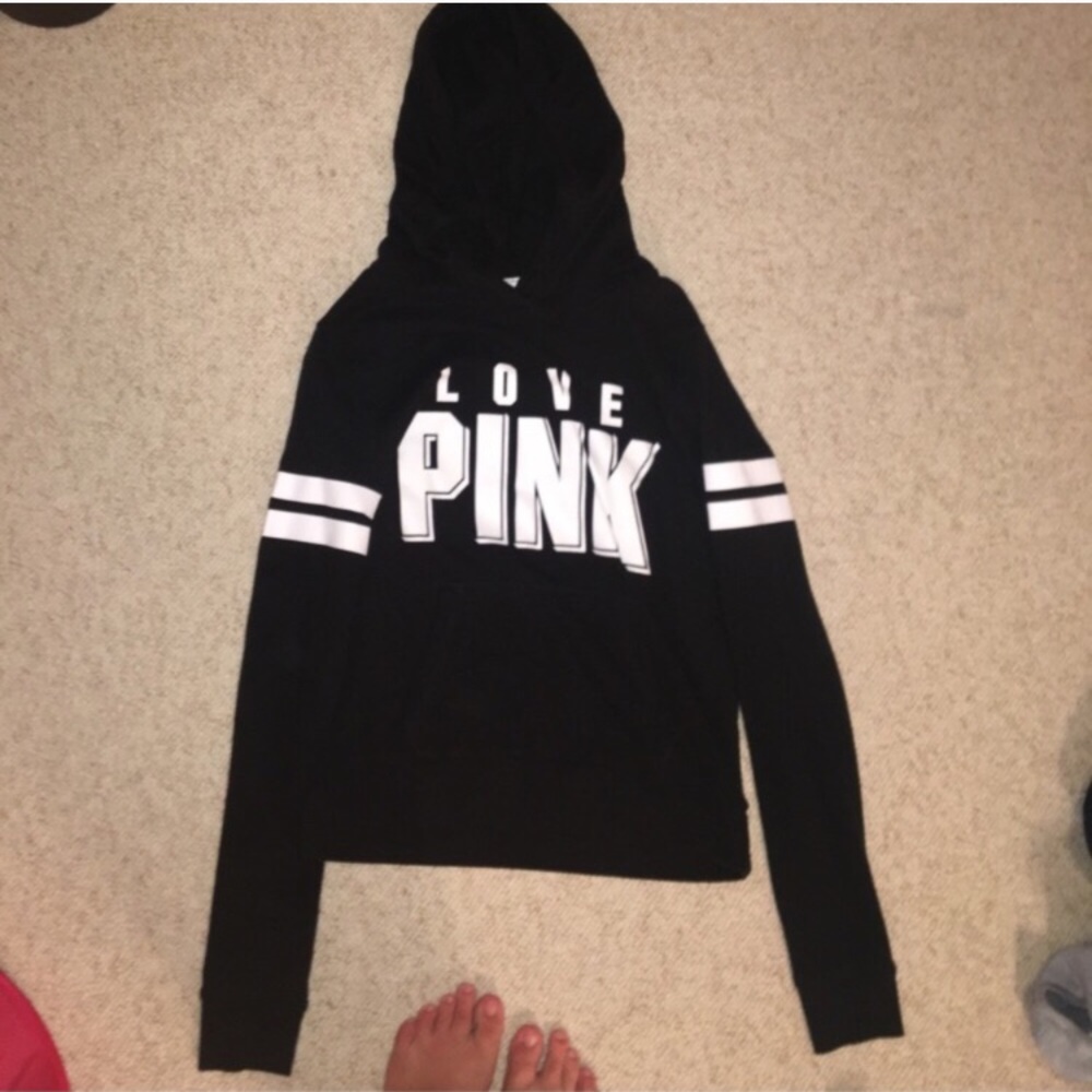 Pink Victoria's Secret Black Hoodie🌑