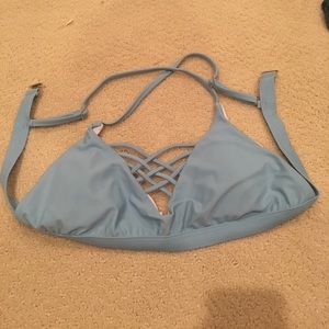 Blue cross-hatch bikini top