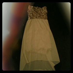 Gold and cream sequin dress