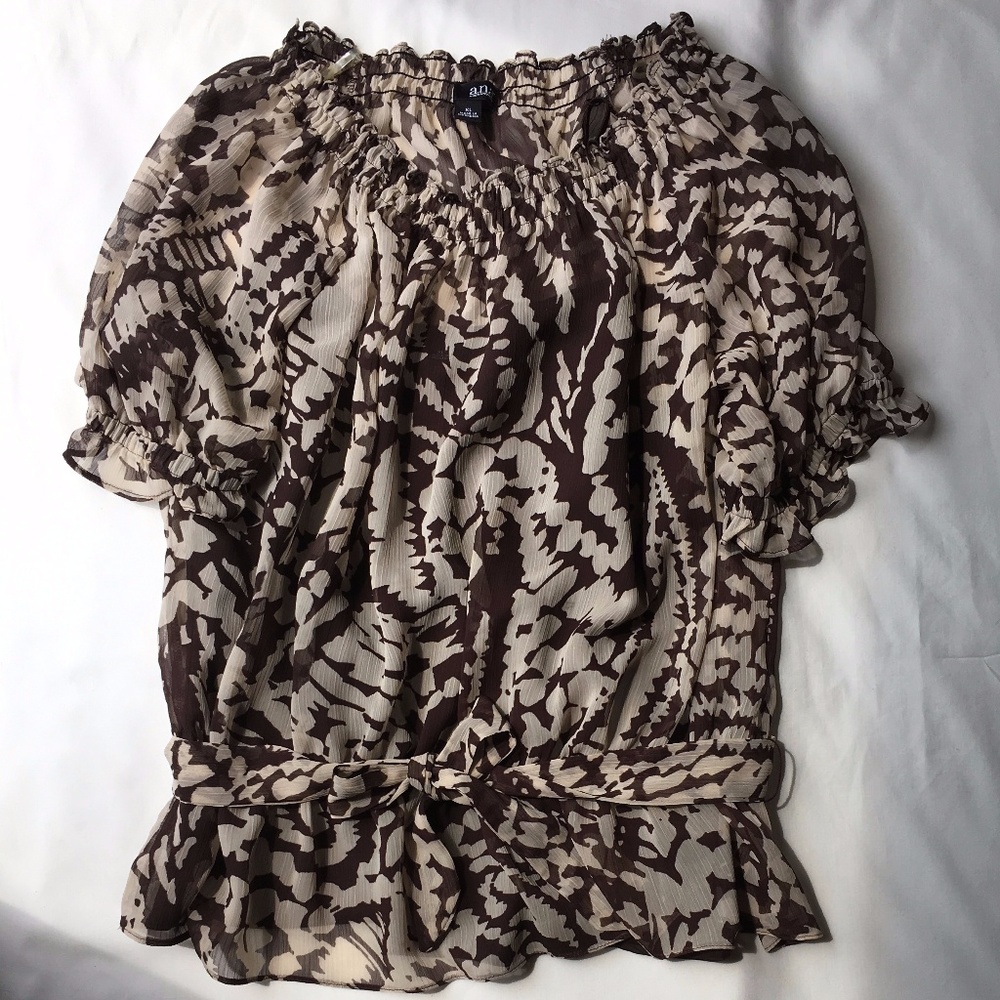 Lovely brown and white summer blouse