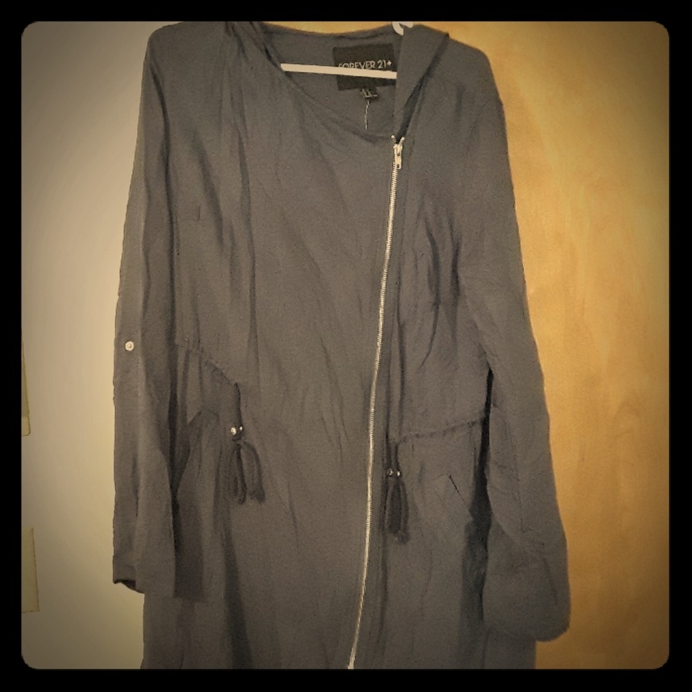 Grayish blue plus size jacket
