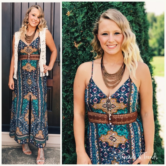 🌸Boho Vintage Slip On Dress - Picture 4 of 7